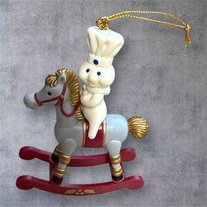 1999 Pillsbury Doughboy on a Rocking Horse Christmas Ornament